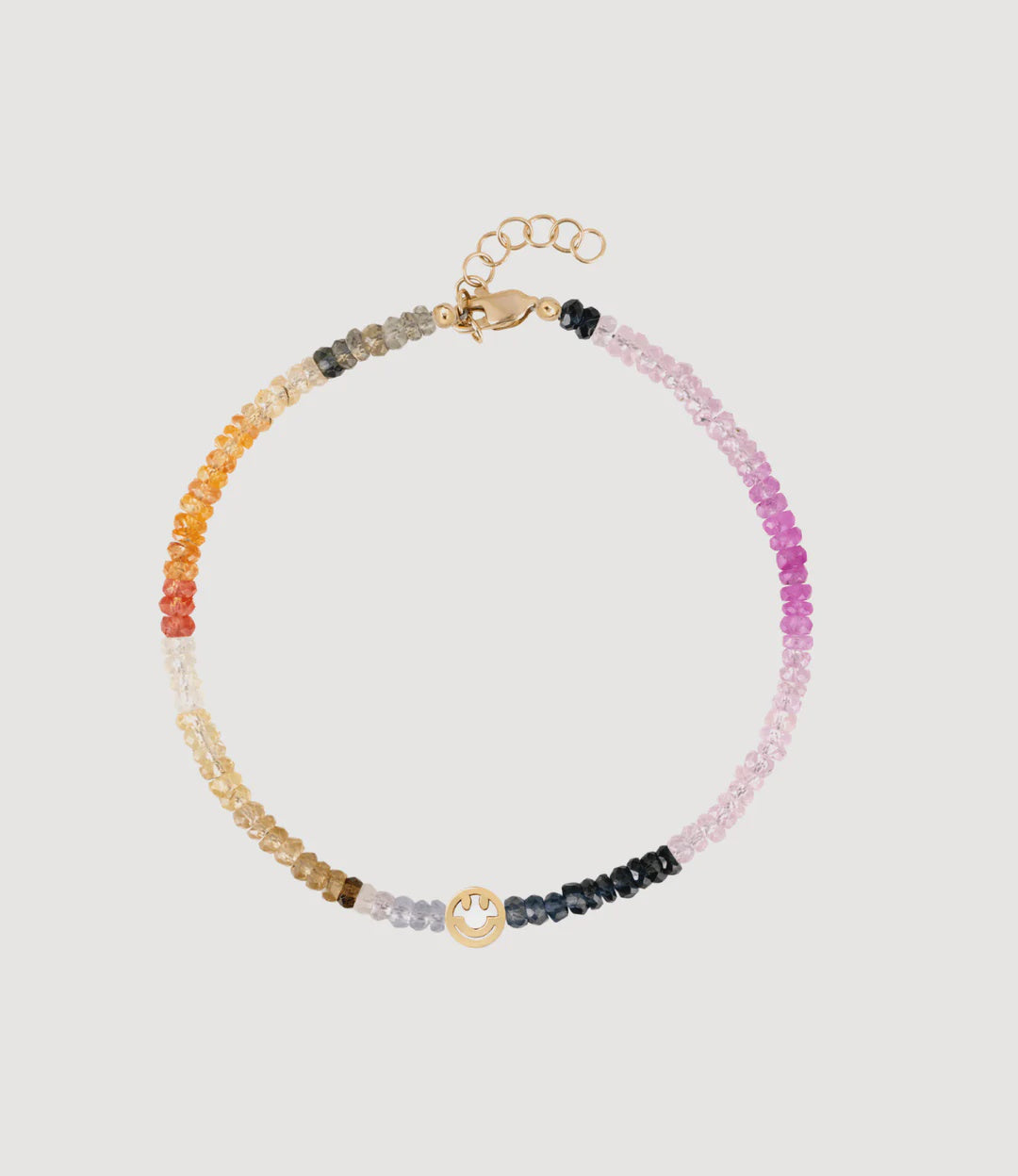 RF Smiley Rainbow Beaded Bracelet in Gold