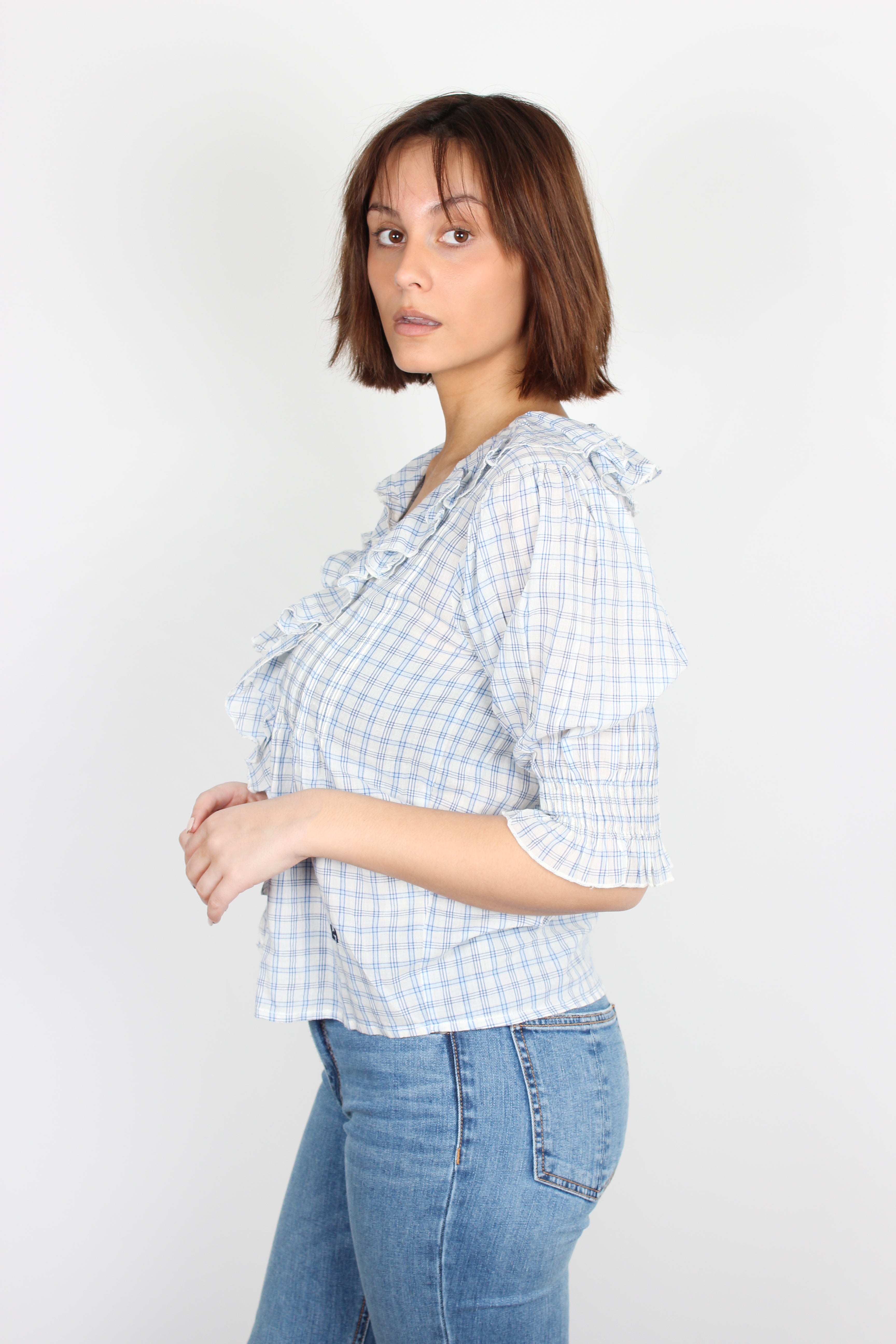 Leon & Harper Chunda checked cotton blouse