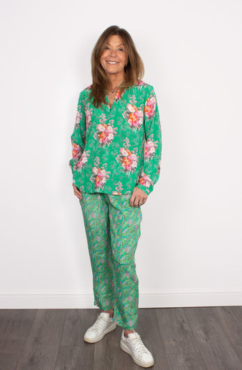 Primrose Park London Ada wild flower-print silk-blend trousers