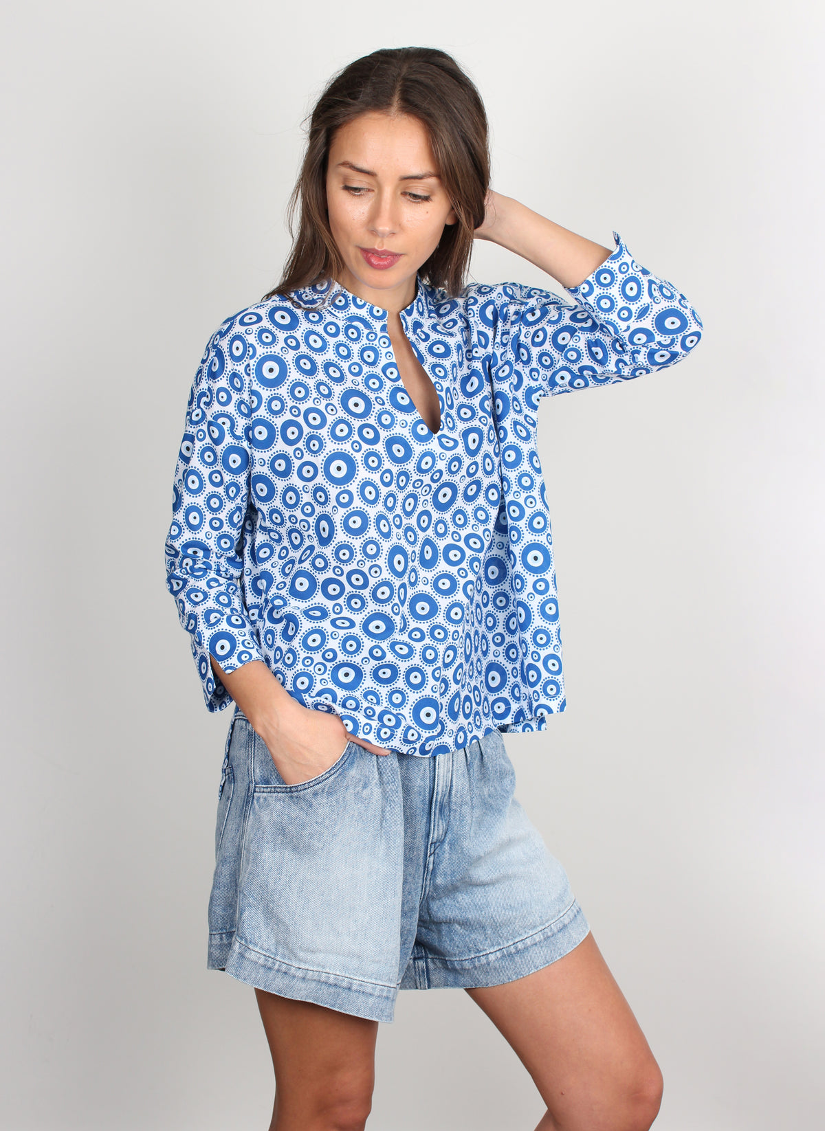 PPL Coco Top in Evil Eye 01 in Blue & White