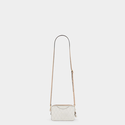 AH Quilted Double Zip Crossbody in Chalk, Sable