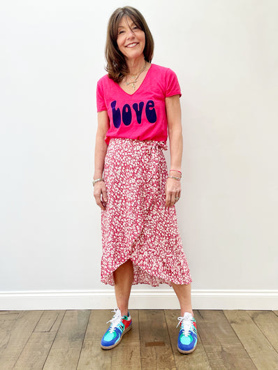 FIVE TSE2124 LOVE Tee in Geranium