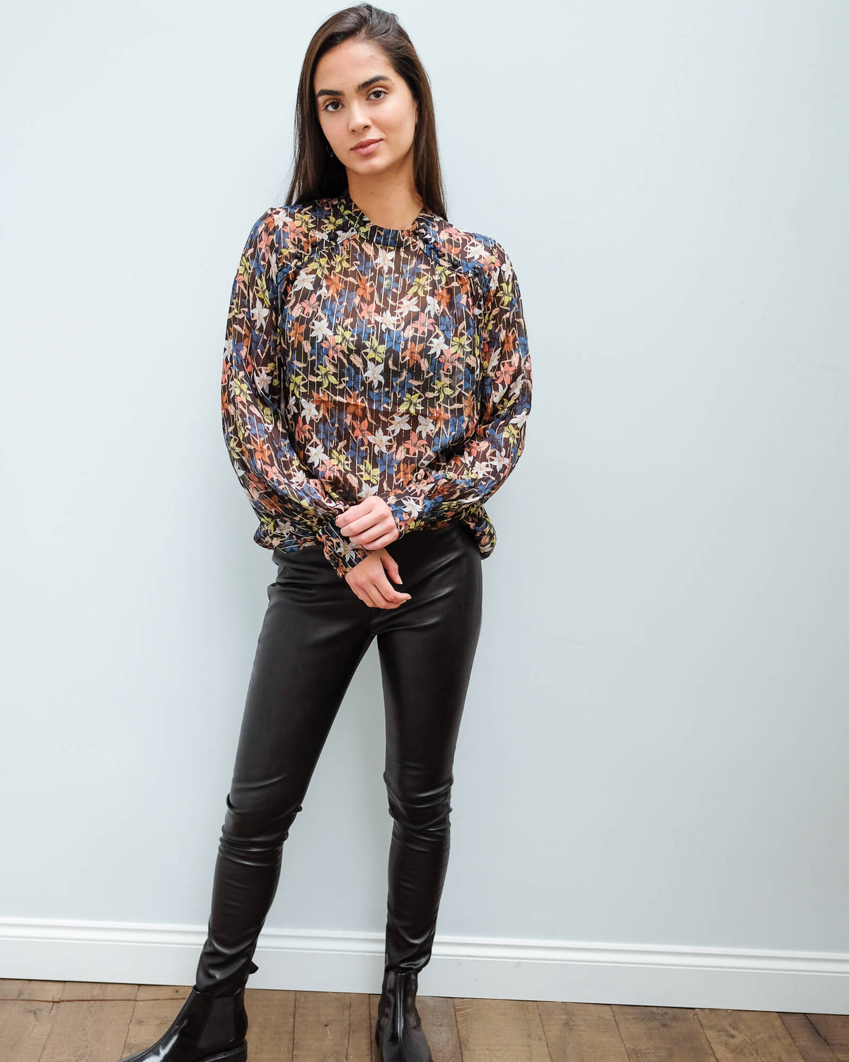 M Kickoff floral blouse in black