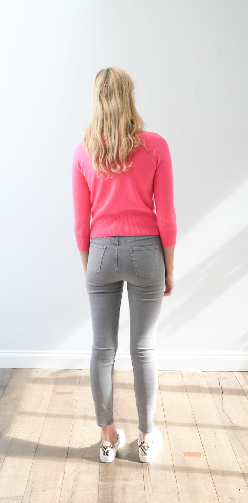 JU Shrunken cardi in neon pink