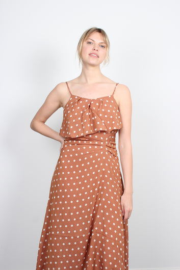 Essentiel Antwerp Baha asymmetric cinnamon dress