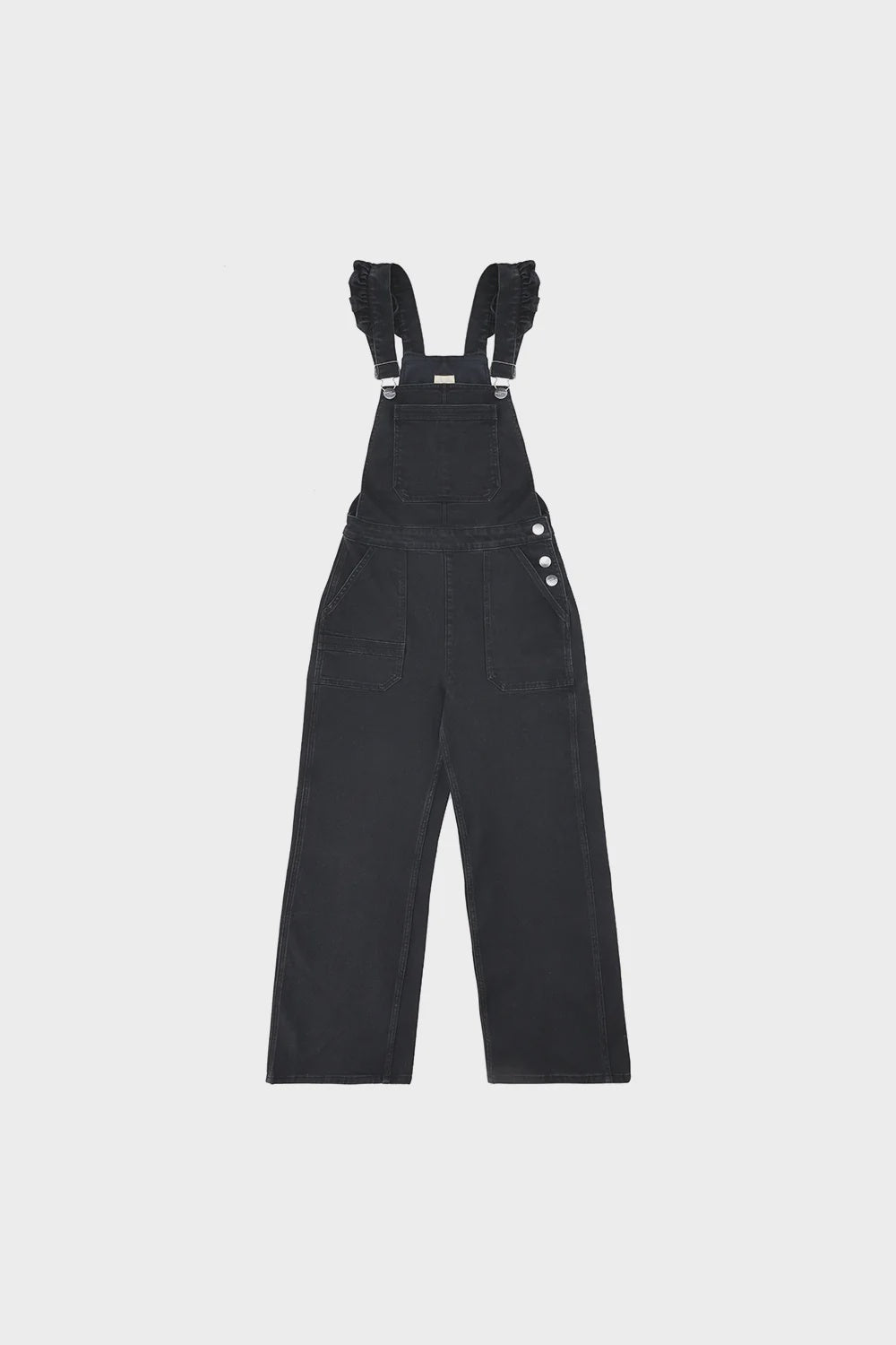 S&M Elodie Frill Dungarees in Washed Black