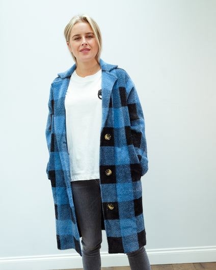 EA Wice check knit cardi in persian sky