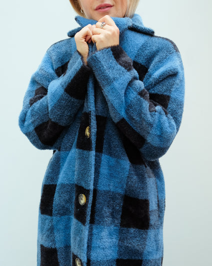 EA Wice check knit cardi in persian sky