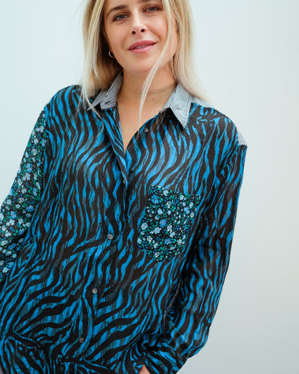 EA Woozie mixed print shirt in black