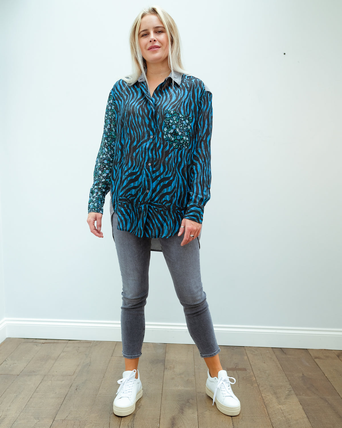 EA Woozie mixed print shirt in black