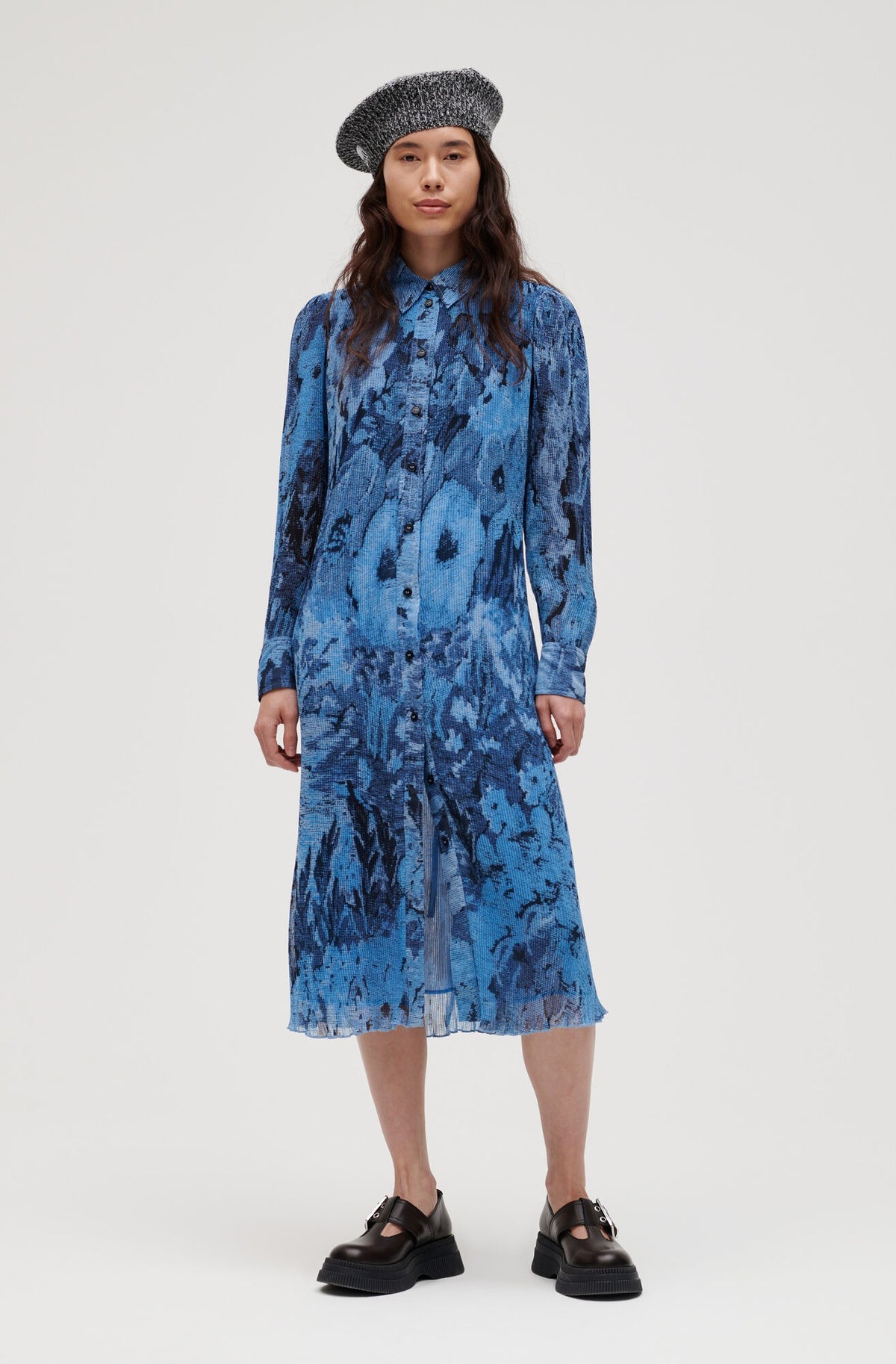 Ganni F6913 printed midi shirt dress