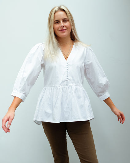 SLF Vella peplum top in white