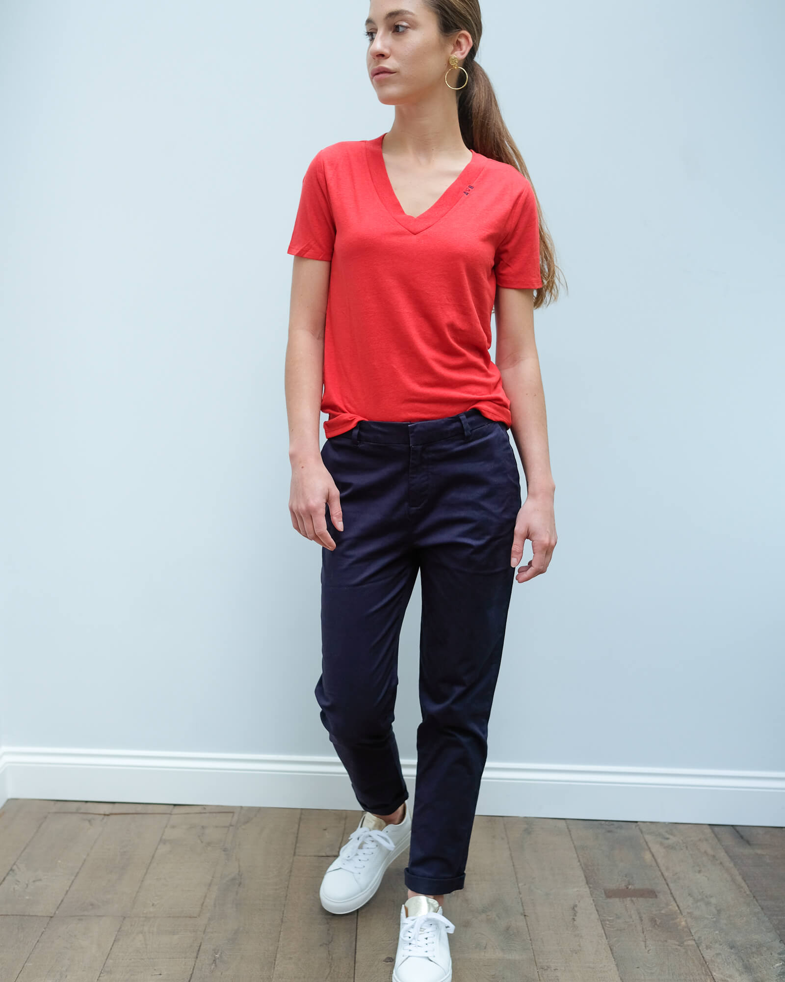 AB 150706 Deep V neck tee in red
