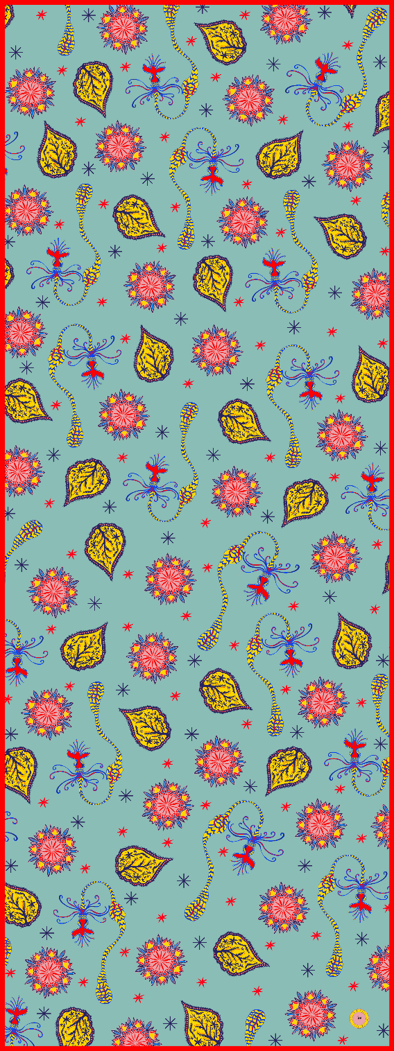 BS 040 Floral print silk scarf in multi