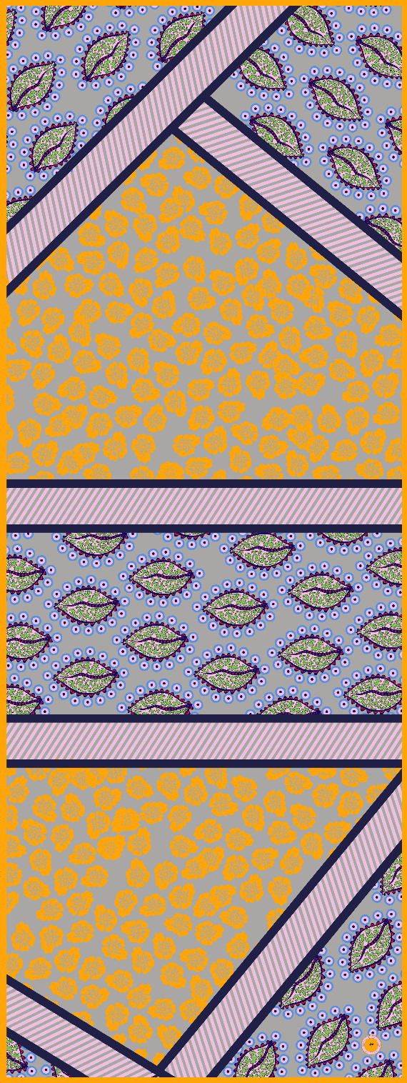BS 042 Leaf print silk scarf in multi