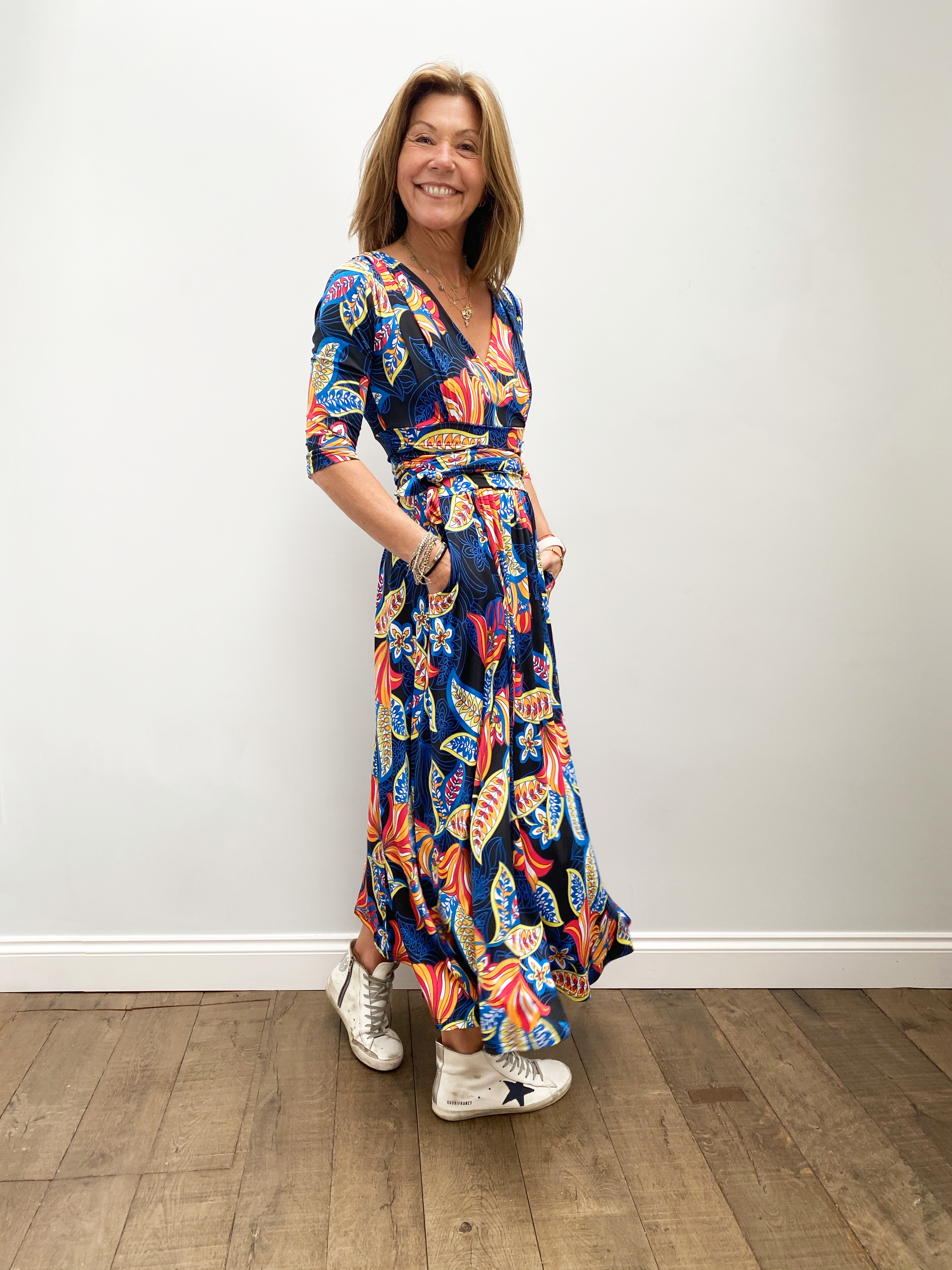 ONJENU Crawford midi dress in portia blue