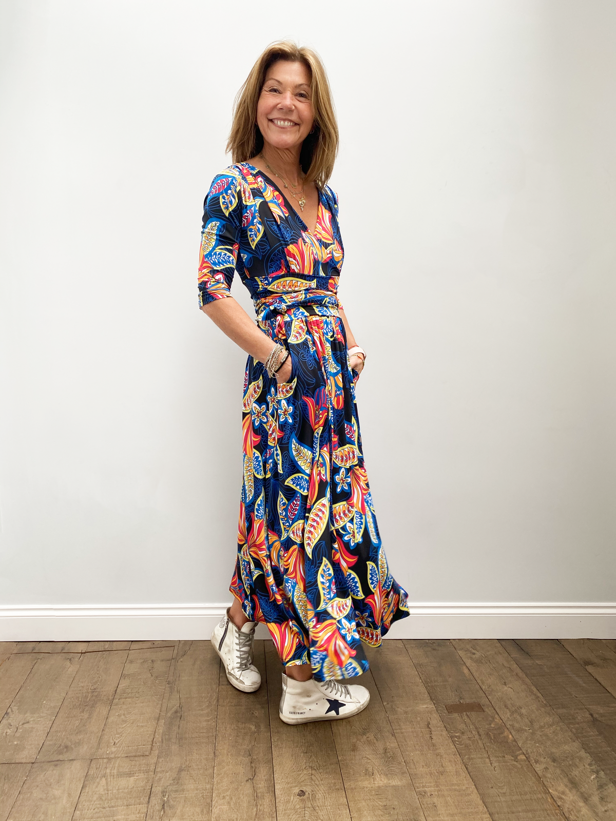 ONJENU Crawford midi dress in portia blue