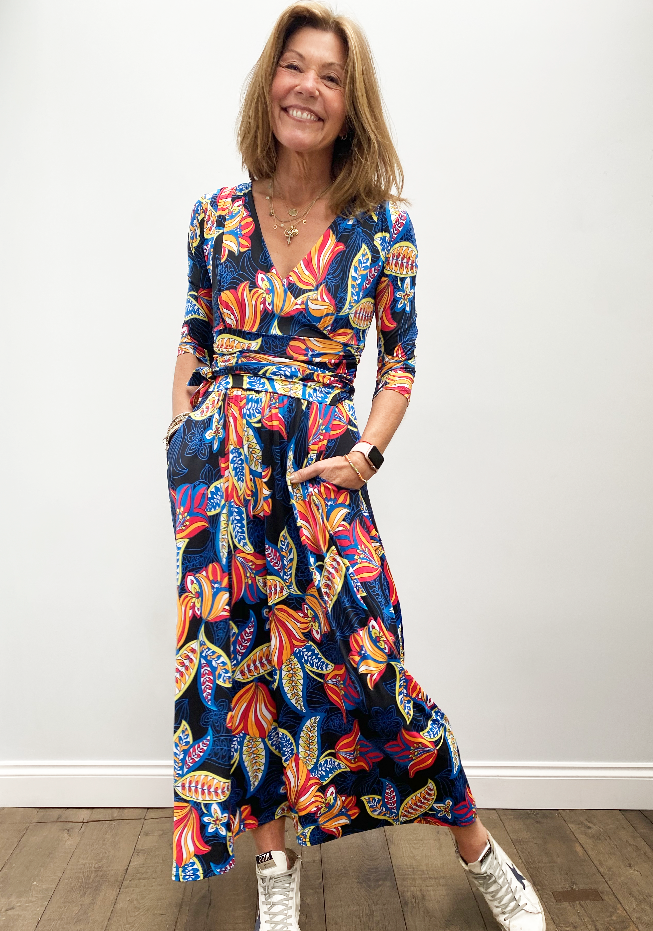 ONJENU Crawford midi dress in portia blue