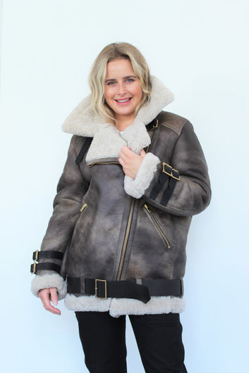 GG Shearling Jacket Chelsey in Grey