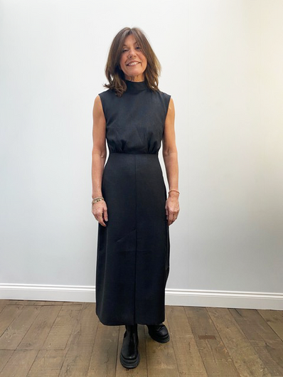 GANNI F5489 Wool Suiting Dress in Phantom