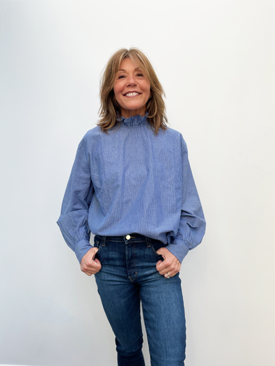 SLF Lina top in ultramarine, white