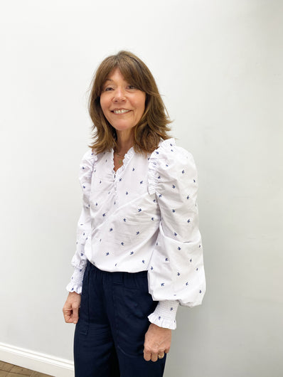 M Tama Printed Blouse in White