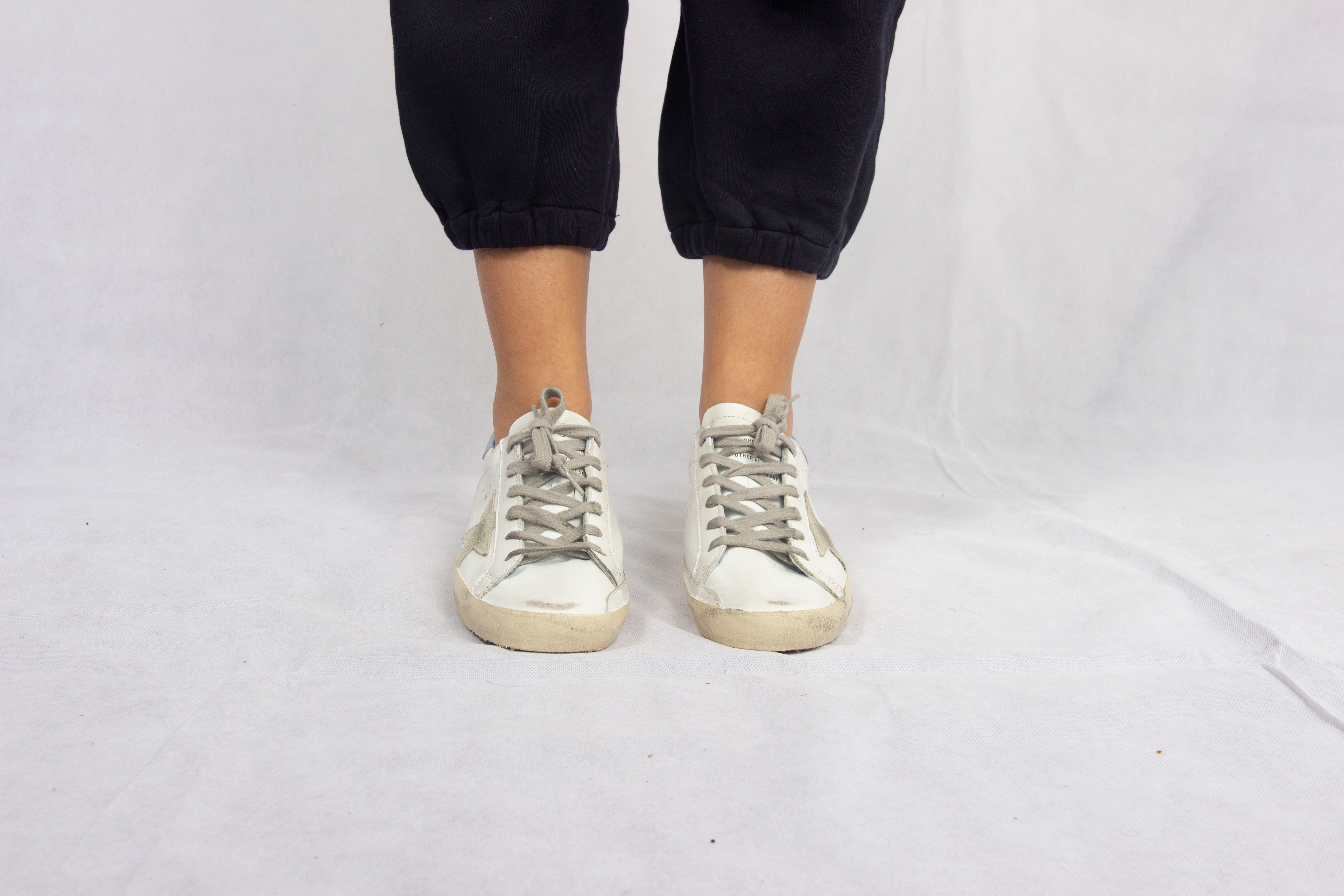 GG Superstar Leather Trainers in White and Powder Blue