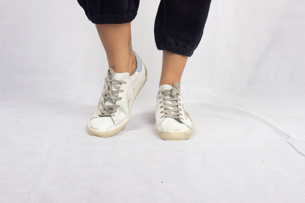 GG Superstar Leather Trainers in White and Powder Blue