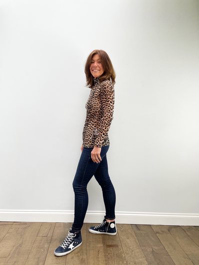 GANNI T2702 Printed Mesh Leopard Top