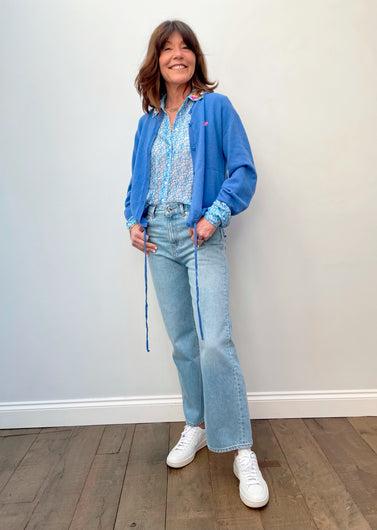 EA Zetting Cashmere Blend Cardi in Halogen Blue