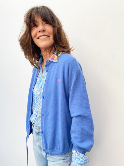 EA Zetting Cashmere Blend Cardi in Halogen Blue