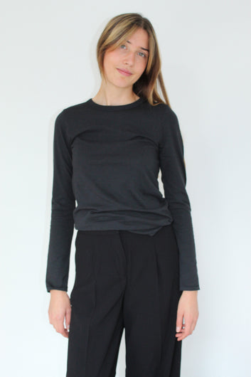 R&B The Slub Long Sleeve Top in Black