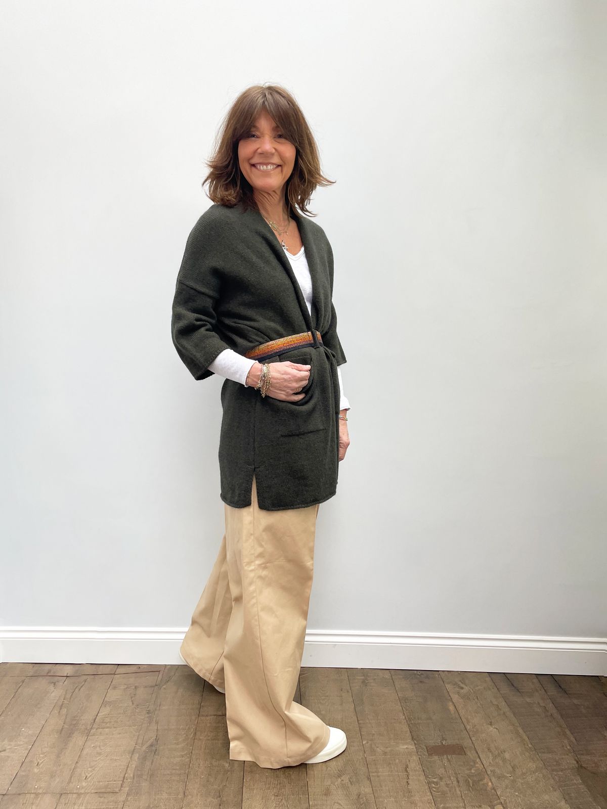 SIBIN Cali knit cardi in army green