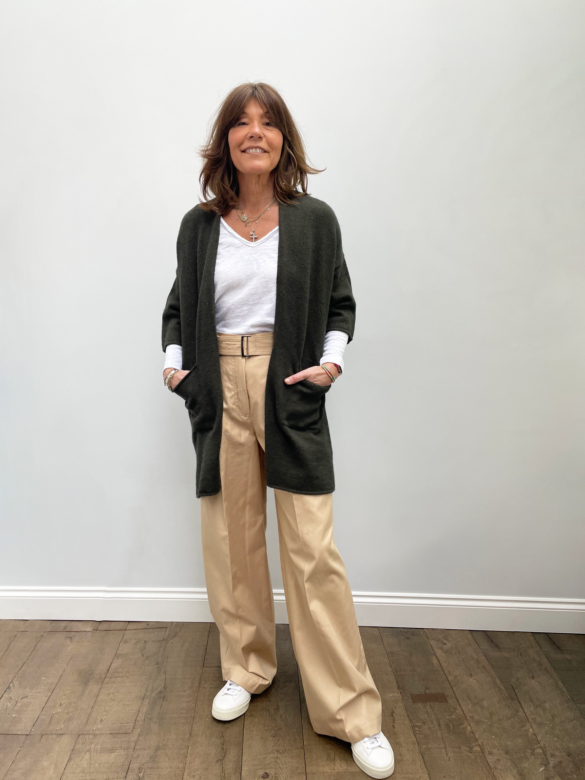 SIBIN Cali knit cardi in army green