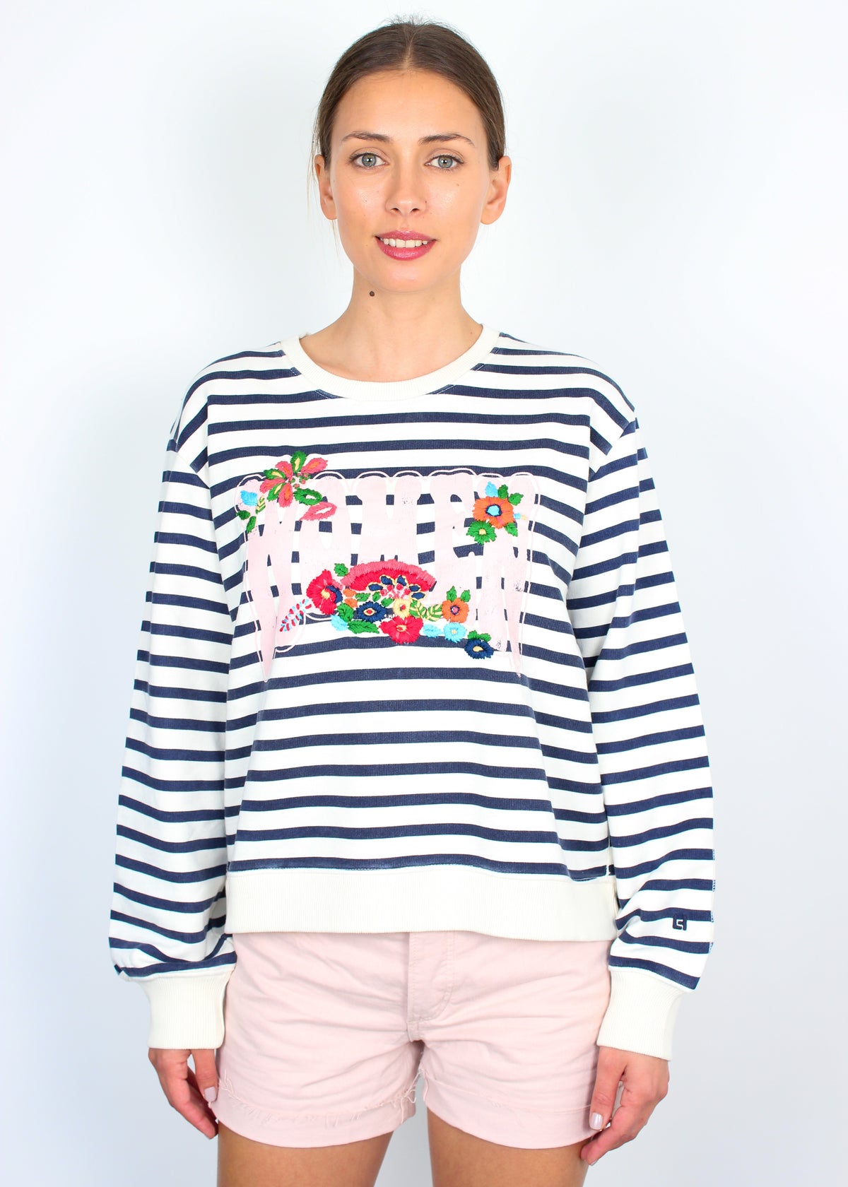 L&H Sortie Flower Stripe Jumper in Off White