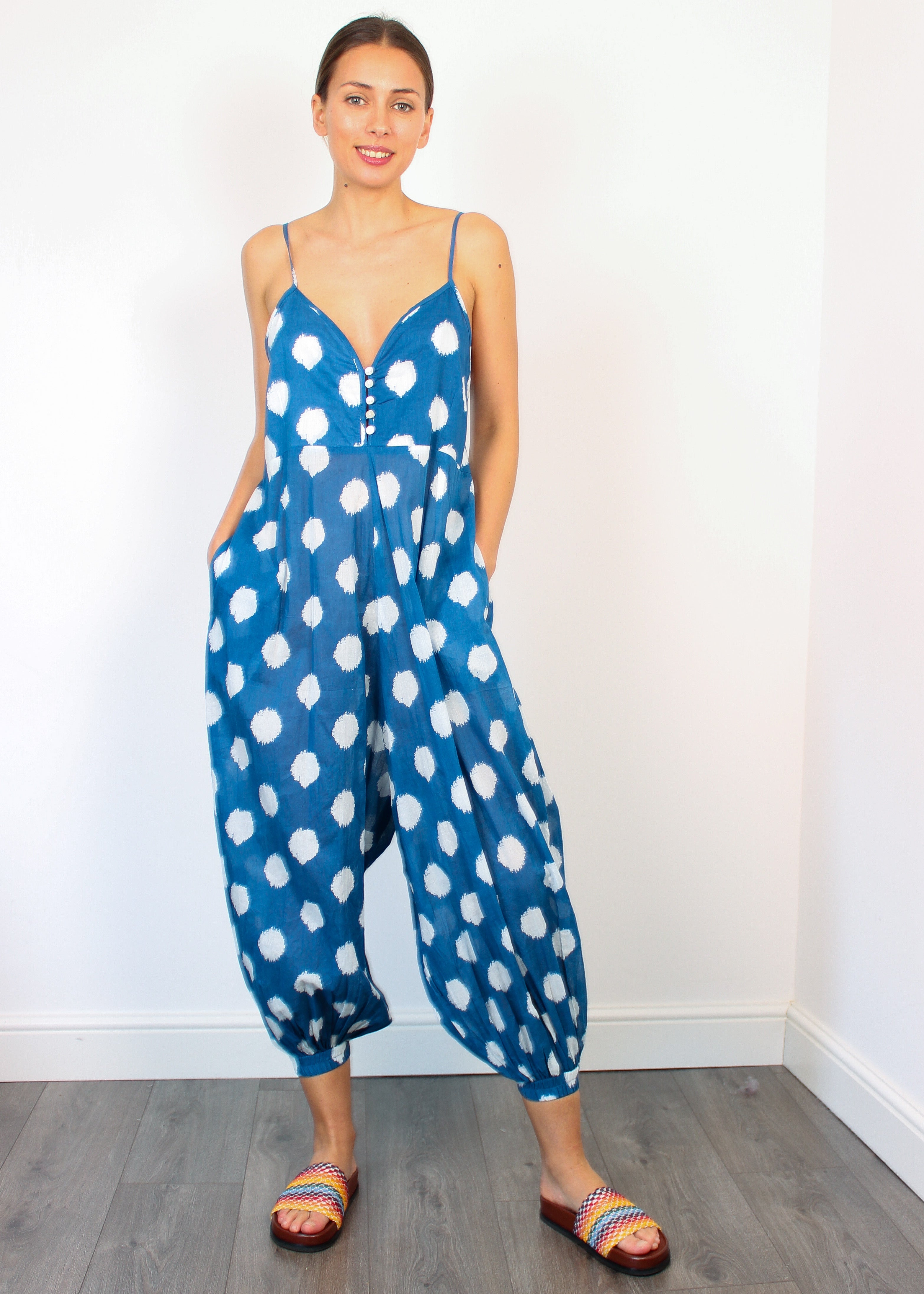 DREAM Pompei Jumpsuit in Blue Polka