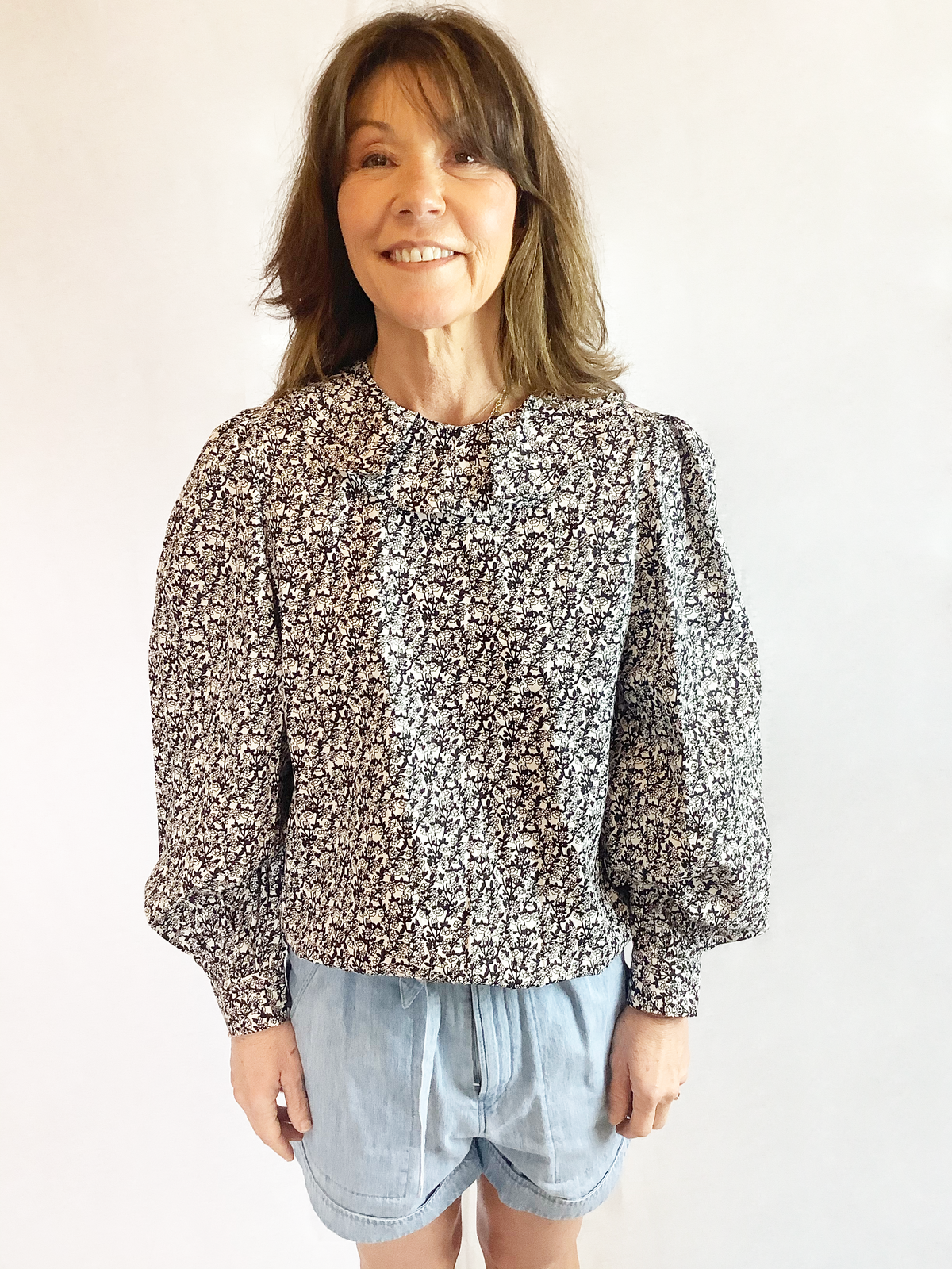 SLF Moana Frill Collar Top in Parchment
