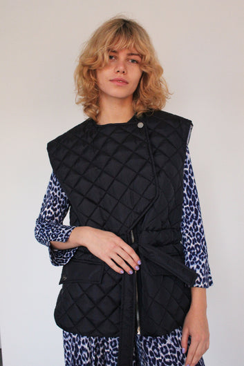GANNI F6483 Ripstop Quilt Vest in Sky Captain