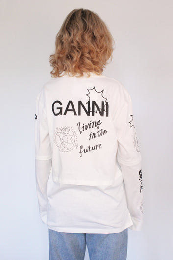 GANNI T3059 Long Sleeve Jersey in Egret