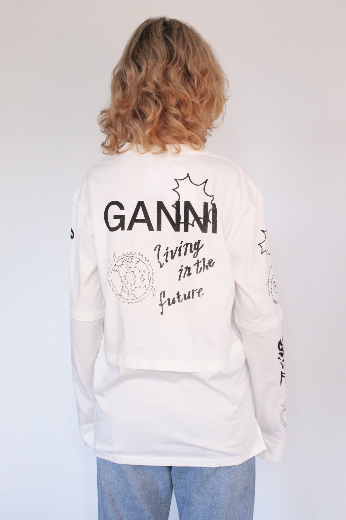 GANNI T3059 Long Sleeve Jersey in Egret