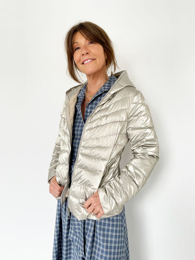 R&P Beldy Metallic Short Padded Jacket in Desert