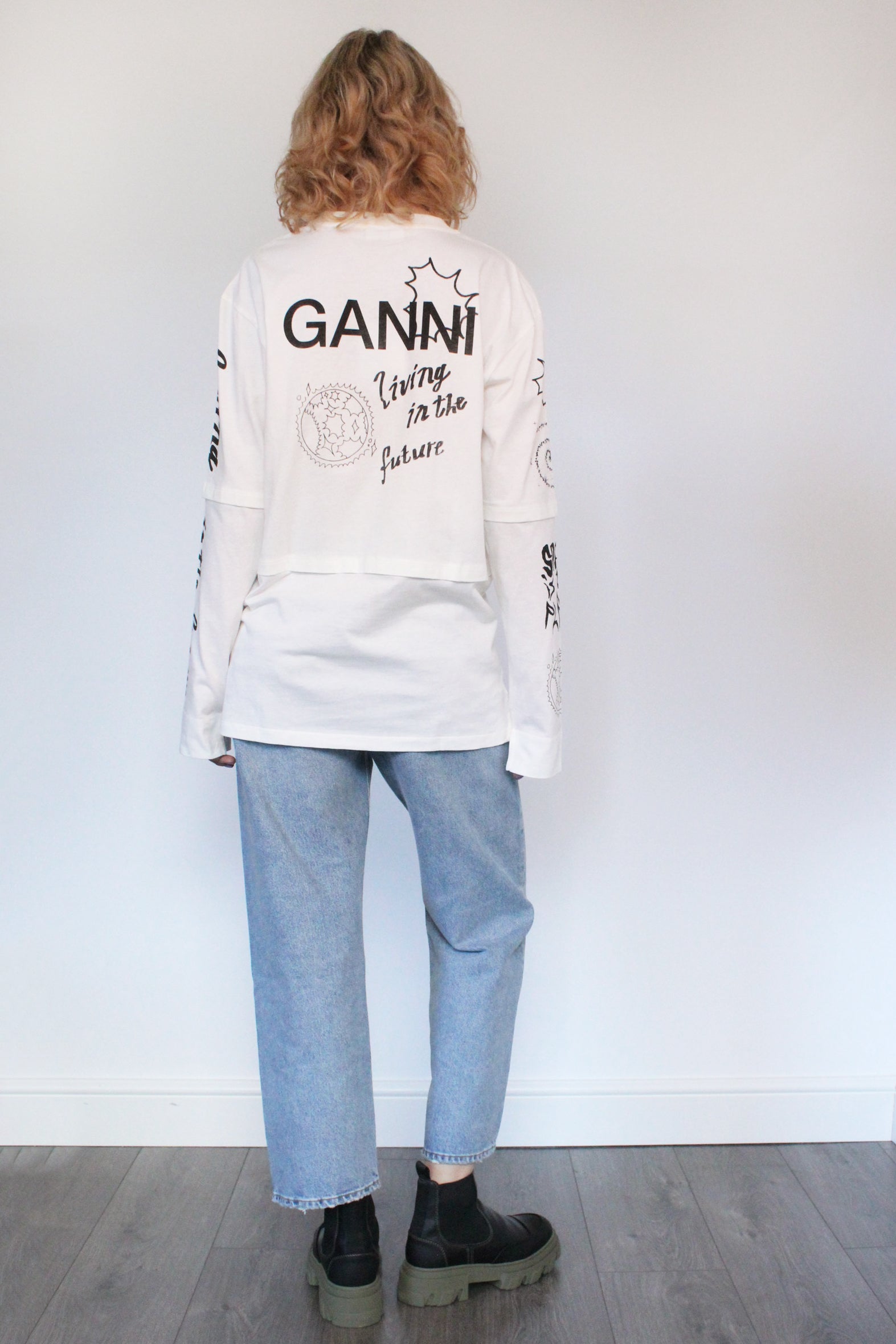 GANNI T3059 Long Sleeve Jersey in Egret