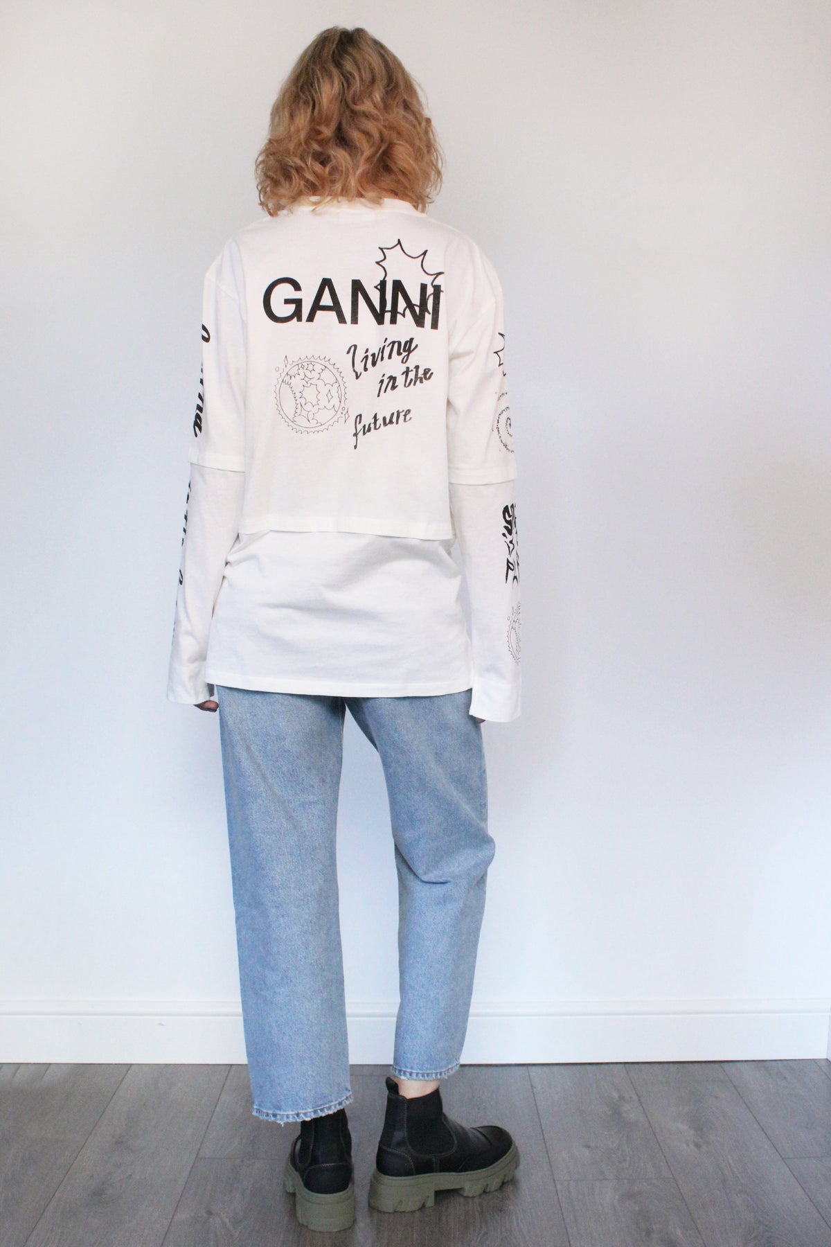 GANNI T3059 Long Sleeve Jersey in Egret