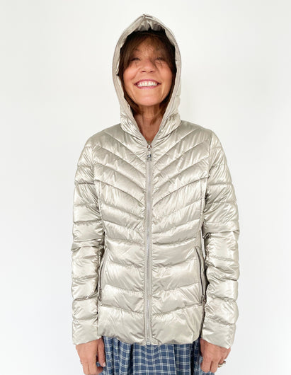 R&P Beldy Metallic Short Padded Jacket in Desert