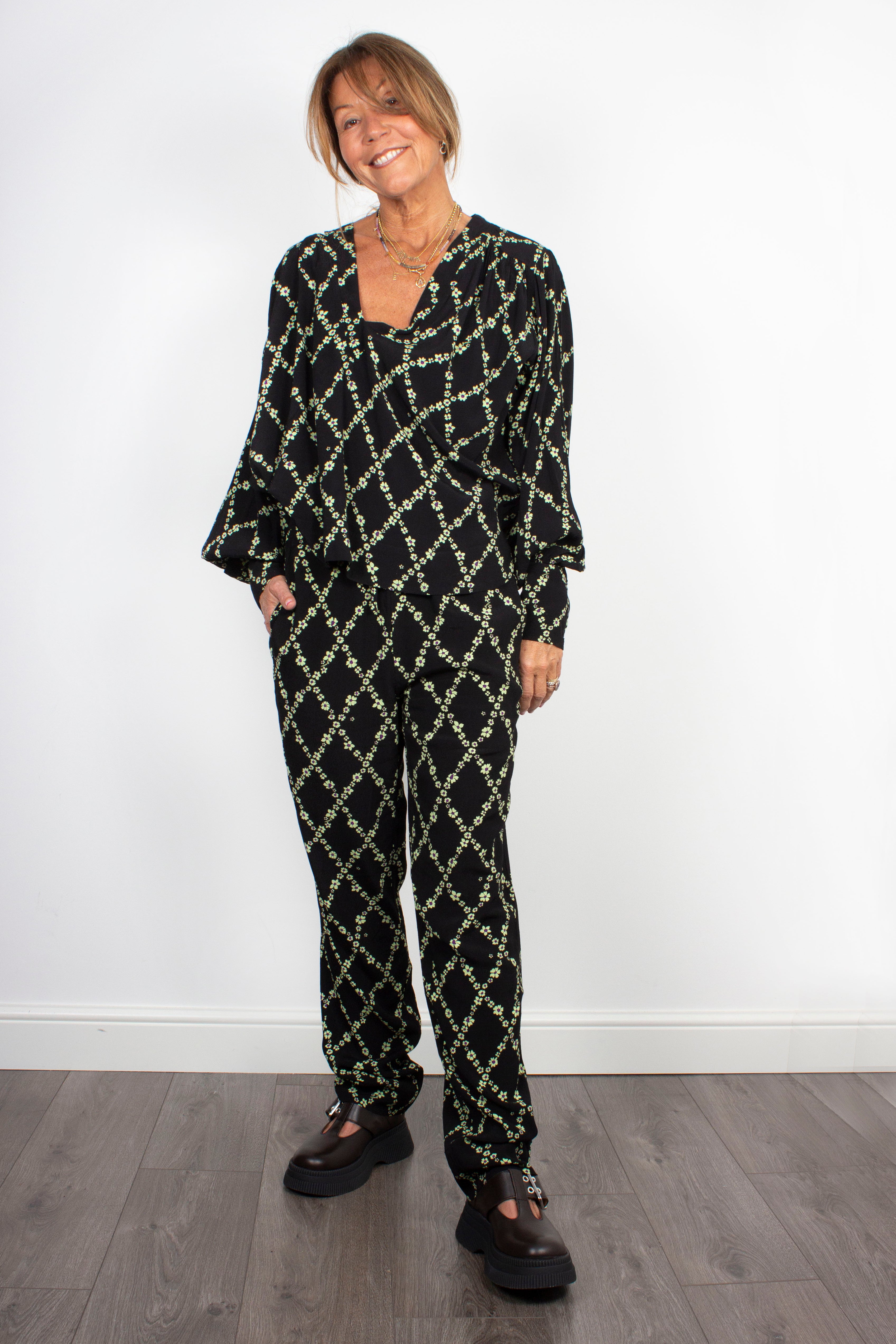 GANNI F6922 Elasticated Waist Trousers in Margarita