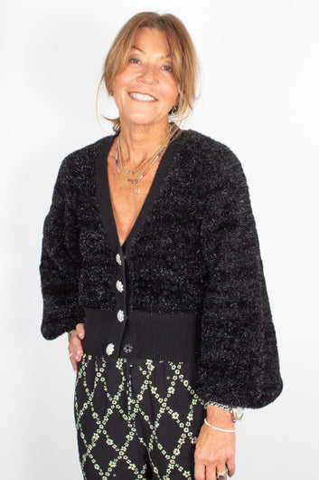 GANNI K1638 Sparkle Cardigan in Black