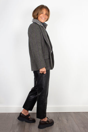IM Charlyne Herringbone Blazer in Green