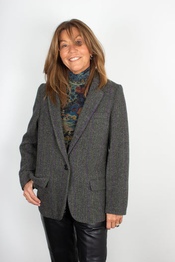 IM Charlyne Herringbone Blazer in Green