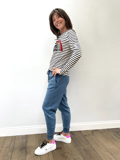 FIVE TSE2116 LOVE Striped Tee in Chalk