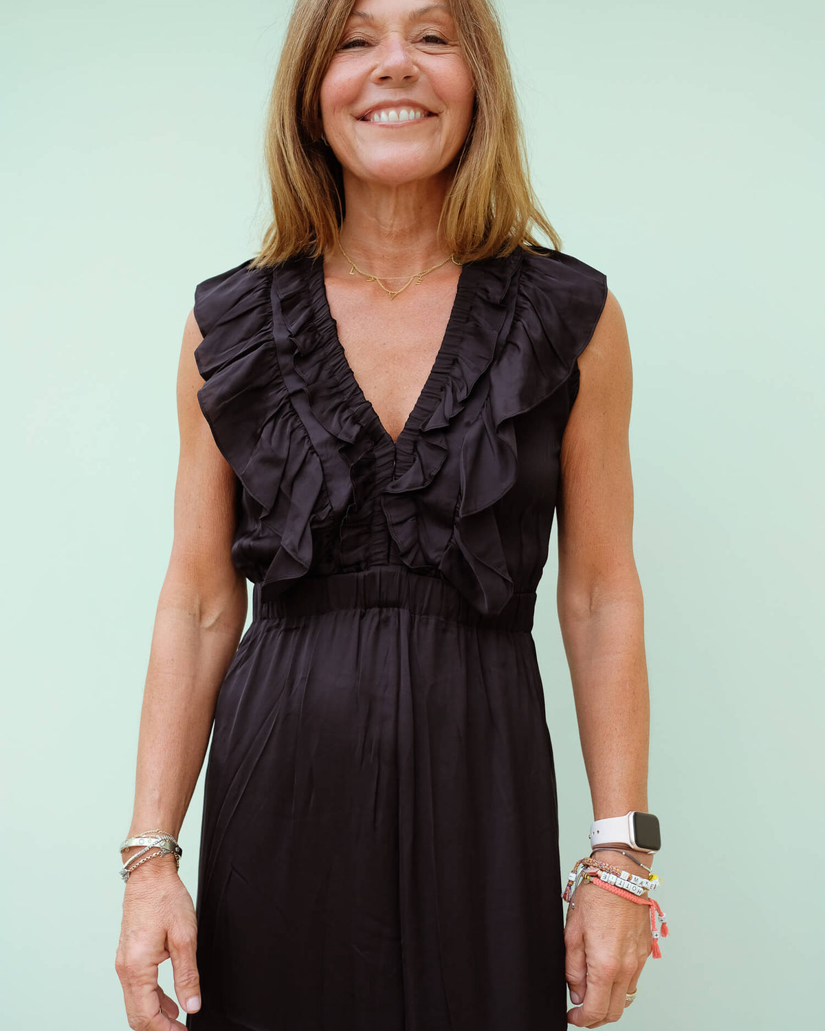 M Macedonia ruffle dress in black